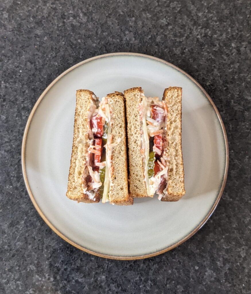 Cheese Pickle Tomato Sandwich