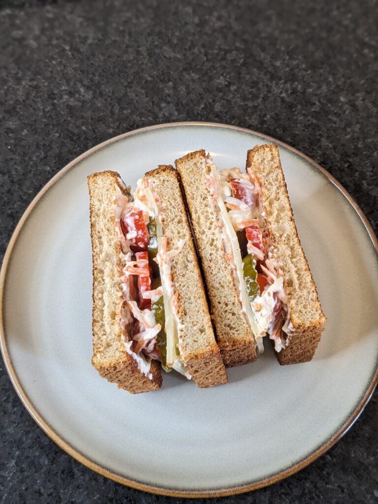 Cheese Pickle Tomato Sandwich