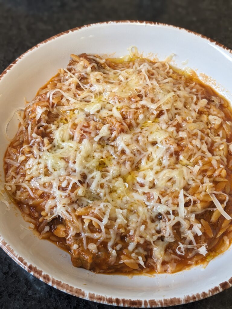 Greek Beef and Tomato Orzo Stew