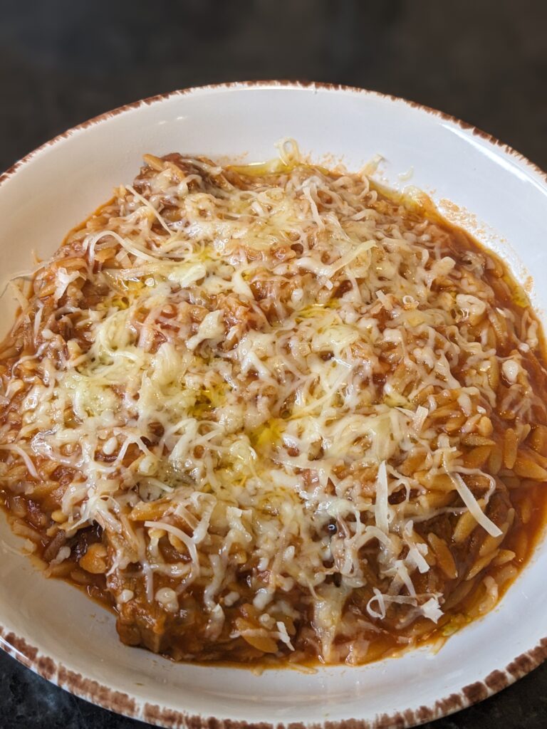 Greek Beef and Tomato Orzo Stew