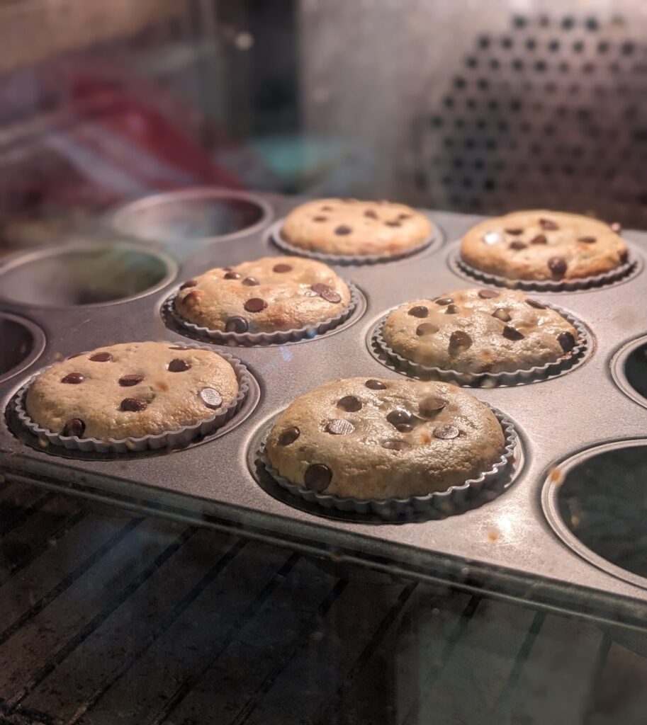 Chocolate Chip Banana Zucchini Protein Muffins